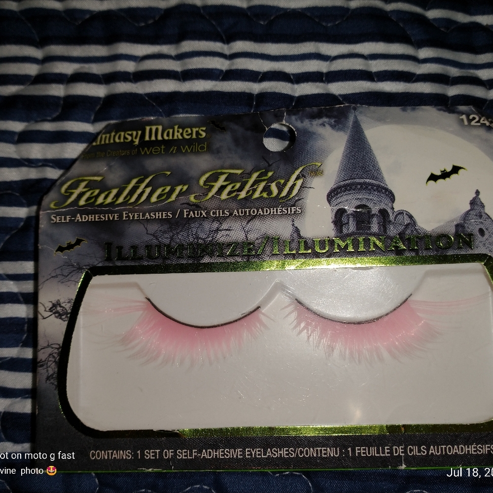 False mink pink colored eyelashes.